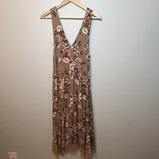 Anthropologie GRADE & GATHER Midi Sleeveless Dress Womens S Floral and Lace Trim