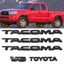 Matte Black Emblem Fit For 2005-2015 Tacoma Letter Rear Door Badge Kit V6 5pc