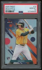 NICK KURTZ 2025 FINEST REFRACTOR #10 RC PSA 10