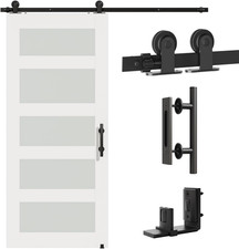 Sliding Barn Door Hardware Kit 6.6FT Steel Heavy Duty Track Set with Handle and