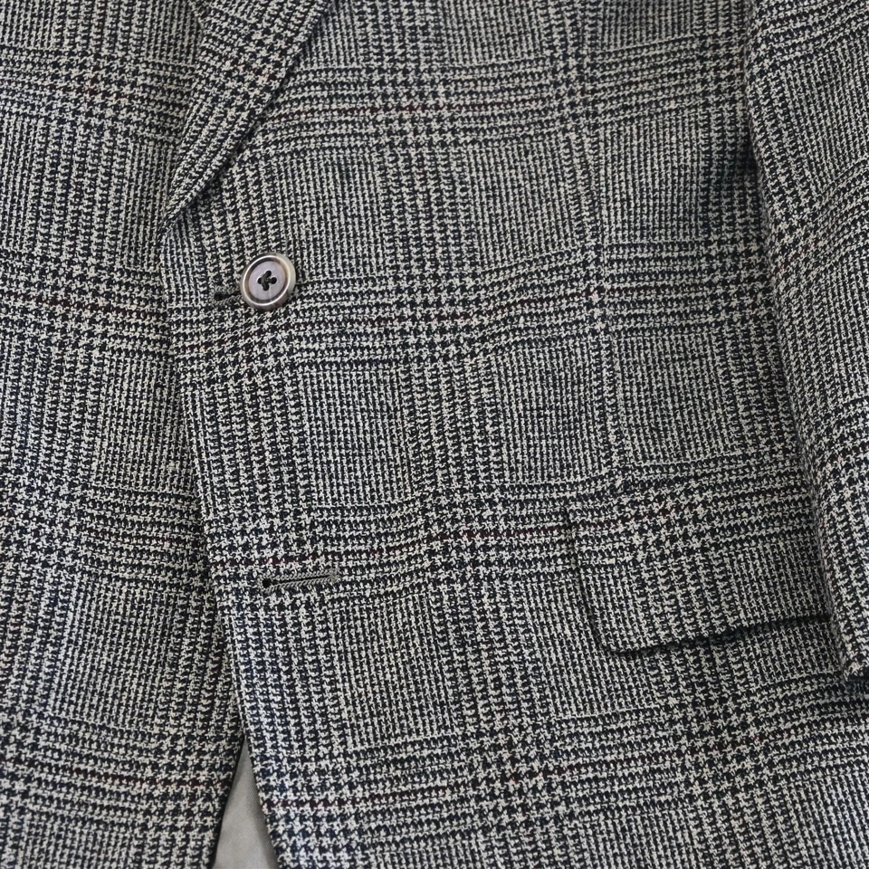 Chaqueta Blazer Abrigo Deportivo Tommy Hilfiger 40S Marrón Cuadros Seda Tweed De Colección Hecha en EE. UU. Foto 3 de 4