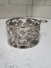 Godinger Silverplate Grape Vine Design Wine Bottle Coaster Holder 1997