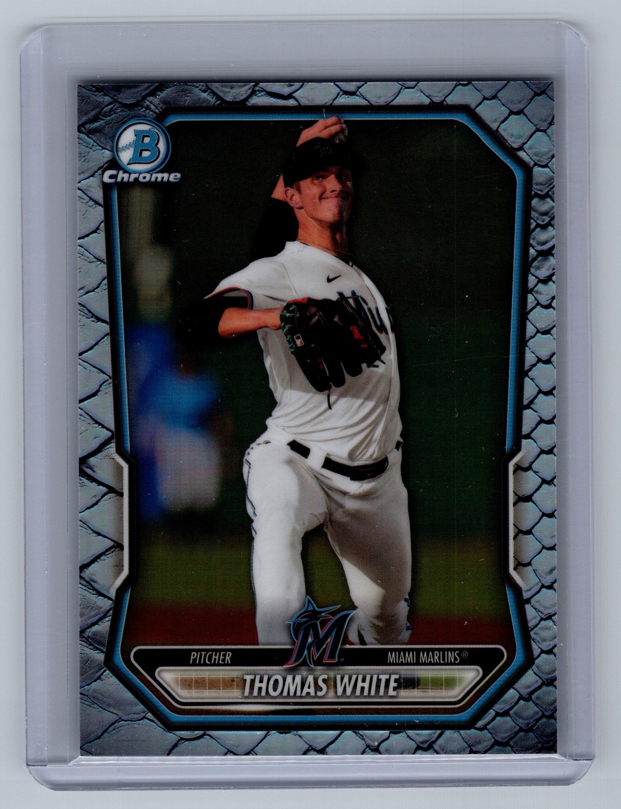 2026 Bowman Chrome Thomas White #BCP-80 Reptilian Refractor Marlins