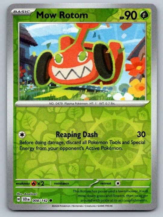 Mow Rotom 8/142 Common Stellar Crown Pokemon Reverse Holo Near Mint