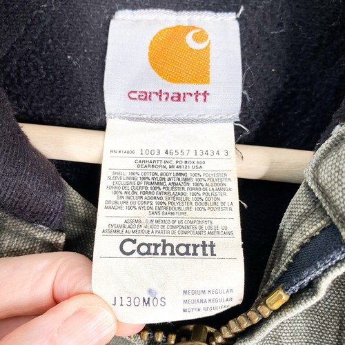 Vintage Carhartt J130 MOS Green Distressed Medium Jacket Zip Up Canvas - Picture 2 of 6