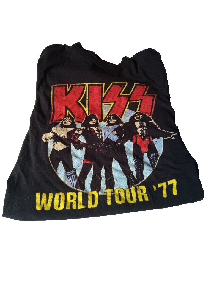 Kiss World Tour 77 Black Short Sleeve T-Shirt Size S 2021-image