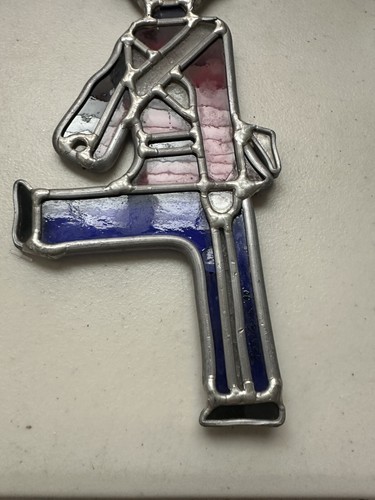 Vintage Stained Glass Sun Catcher Window Art Nutcracker 10.5 Long - Picture 3 of 6