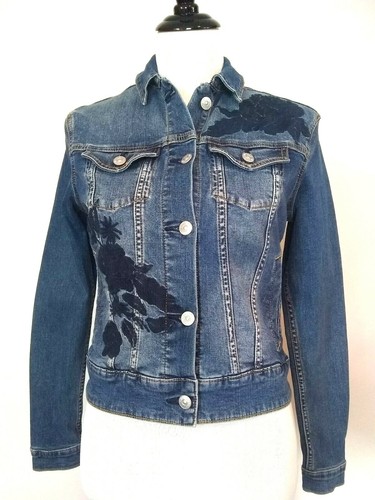 Lularoe Womens Blue Denim Black Floral 
