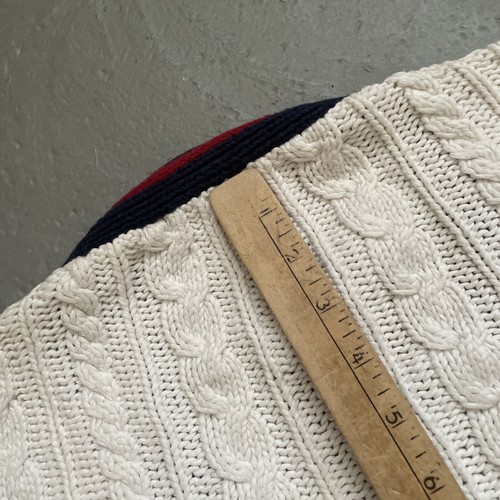 Vintage 90s Polo Ralph Lauren Cable Knit Heavy Cotton Cardigan Tennis Sweater XL - Picture 13 of 14