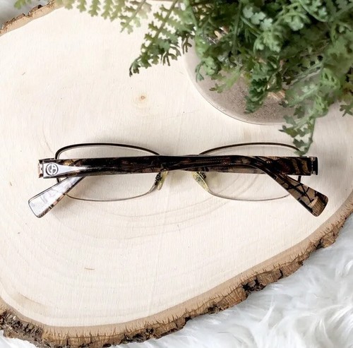 Giorgio Armani GA 649 Havana NPJ Eyeglasses Brown Black Half Rim Frame Glasses - Picture 3 of 8