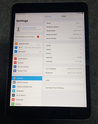 Apple iPad mini 1st Gen. 16GB, Wi-Fi, 7.9in - Space Gray  MANAGED & GLASS CRACKS