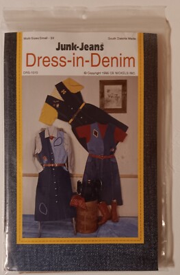Junk Jeans Dress-In-Denim Upcycle Reuse Old Jeans Dress Jumper Pattern UCFF S-3X
