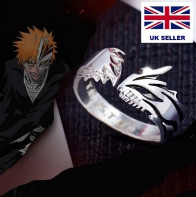 Anime Bleach Ichigo Kurosaki Silber Ring verstellbar Schmuck 