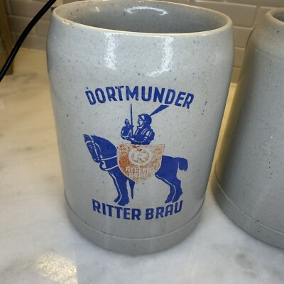 Dortmunder Ritter Brau .3L Beer Steins K.U.F. Hohr Mug Germany VTG 4.75''