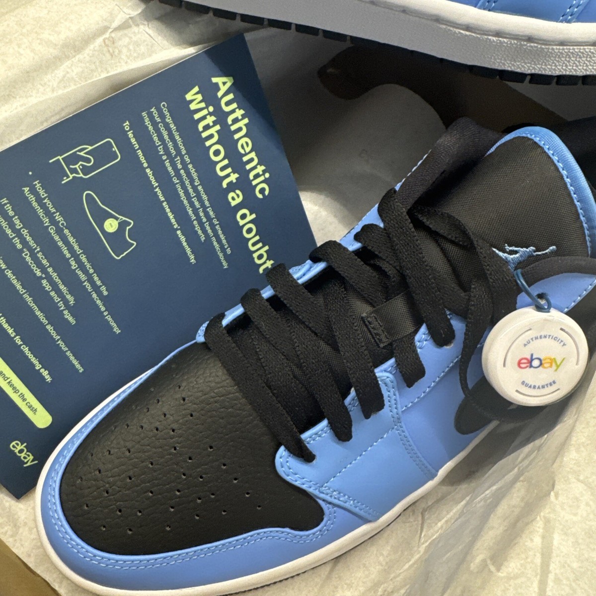 Size 10 - Air Jordan 1 Low University Blue Black White NIB Size 10 - Air Jordan 1 Low University Blue Black White NIB