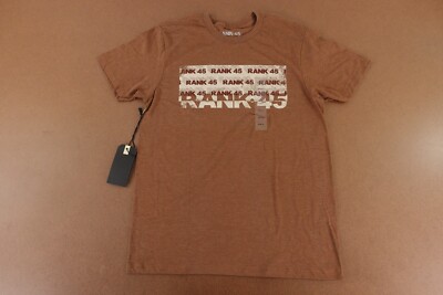 RANK 45 Mens Size Medium Light Brown Short Sleeve Crew Neck Graphic T-Shirt NWT