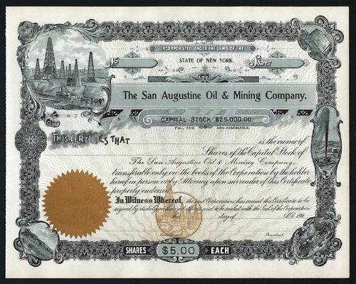 190_ New York: The San Augustine Oil & Mining Company - 第 1/2 張圖片