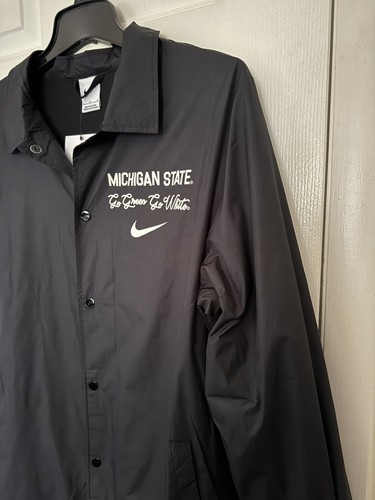 Nike Mens Large Michigan State Black Full-Snap Windbreaker Jacket FJ8961-010 NEW - Picture 3 of 11