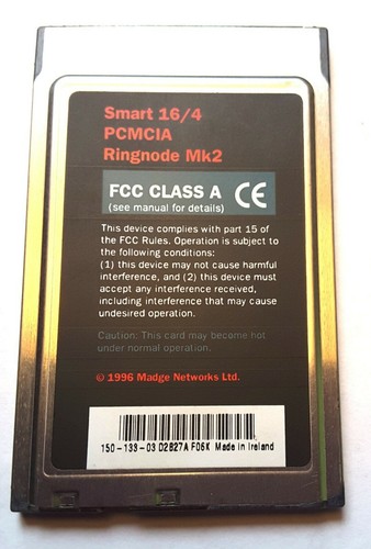 Madge Smart 164 PCMCIA Ringnode Mk2 Token Ring Card - 150-133-03 - Picture 2 of 4