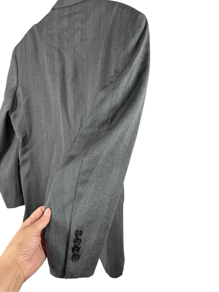 Dillards Racquet Club Gray Long Sleeve Sports Coat Blazer Striped Tailored USA - Image 3 of 4