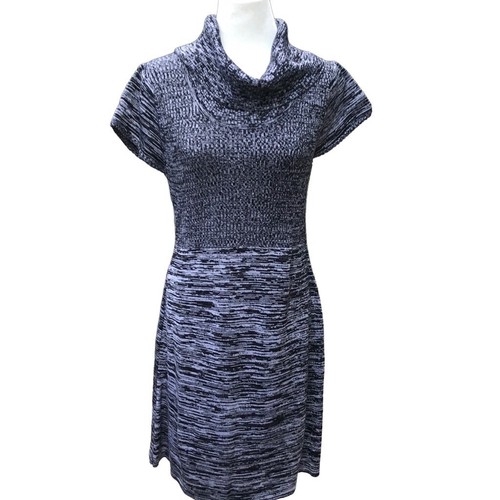 Vestido Suéter Para Mujer Calvin Klein Talla LP Negro Gris Capucha Cuello Ajuste y Acampanado - Imagen 1 de 6