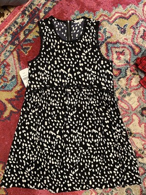 Jodifl Sleeveless Dress Knee Length Eyelet Trim Dot Pattern Flowy Women's Size M