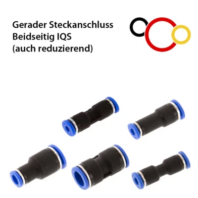 OCOPRO Schlauchverbinder mit Steckverbindung PUSH IQS Steckanschluss auch reduzierend
