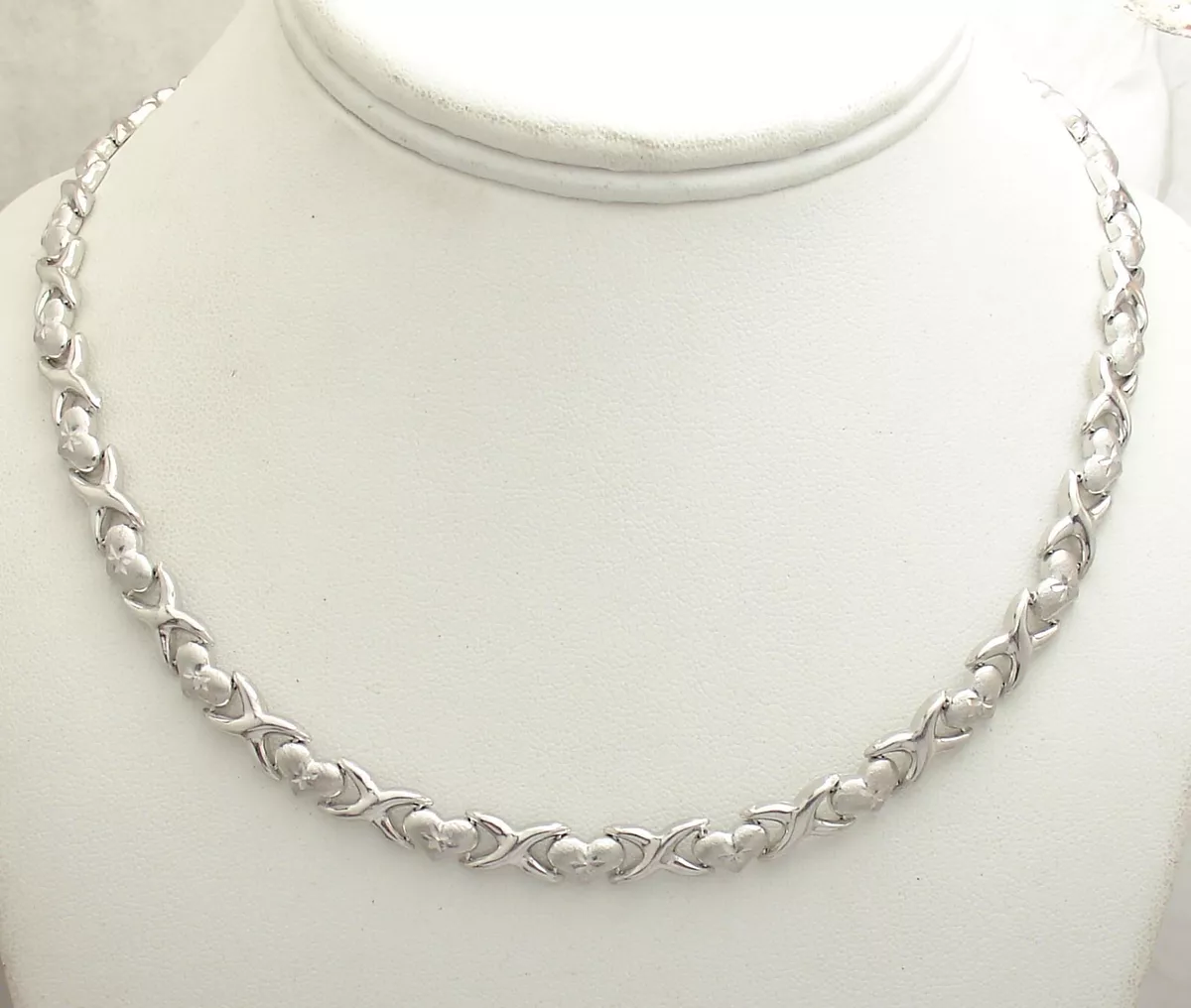 Hearts Kisses XOXO Necklace Chain Anti Tarnish Real 925 Sterling Silver
