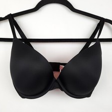 Victorias Secret PINK Wear Everywhere Push-Up Bra 32DD Black T-Shirt Padded