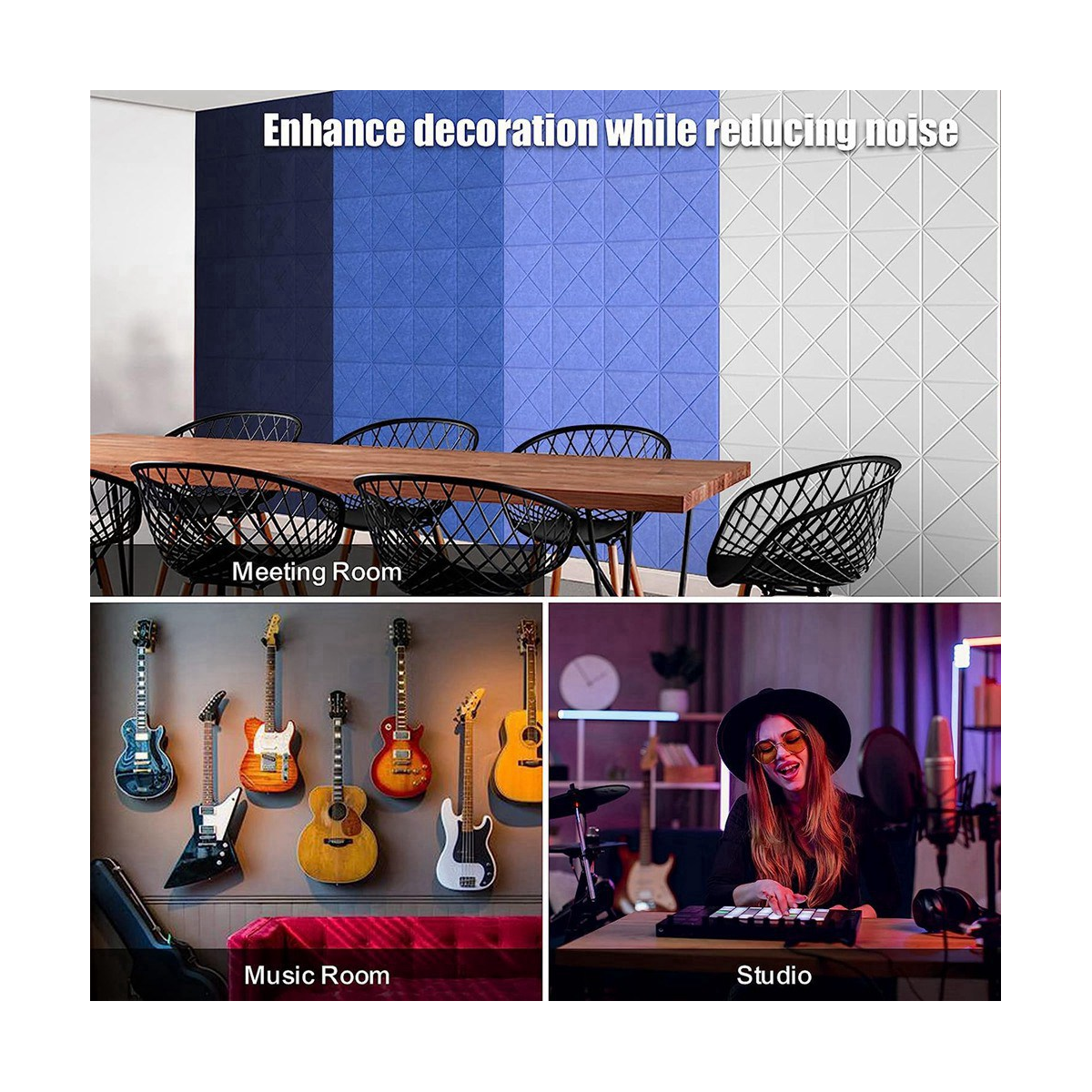 12 Pack Decorative Soundproof Wall Panels Sound Absorbing Tile for5092