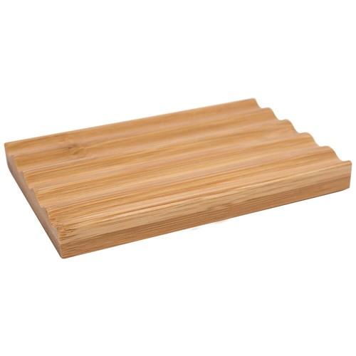 Jabonera de bambú orgánico de madera natural soporte para bandeja - ducha, baño, cocina - Imagen 3 de 9