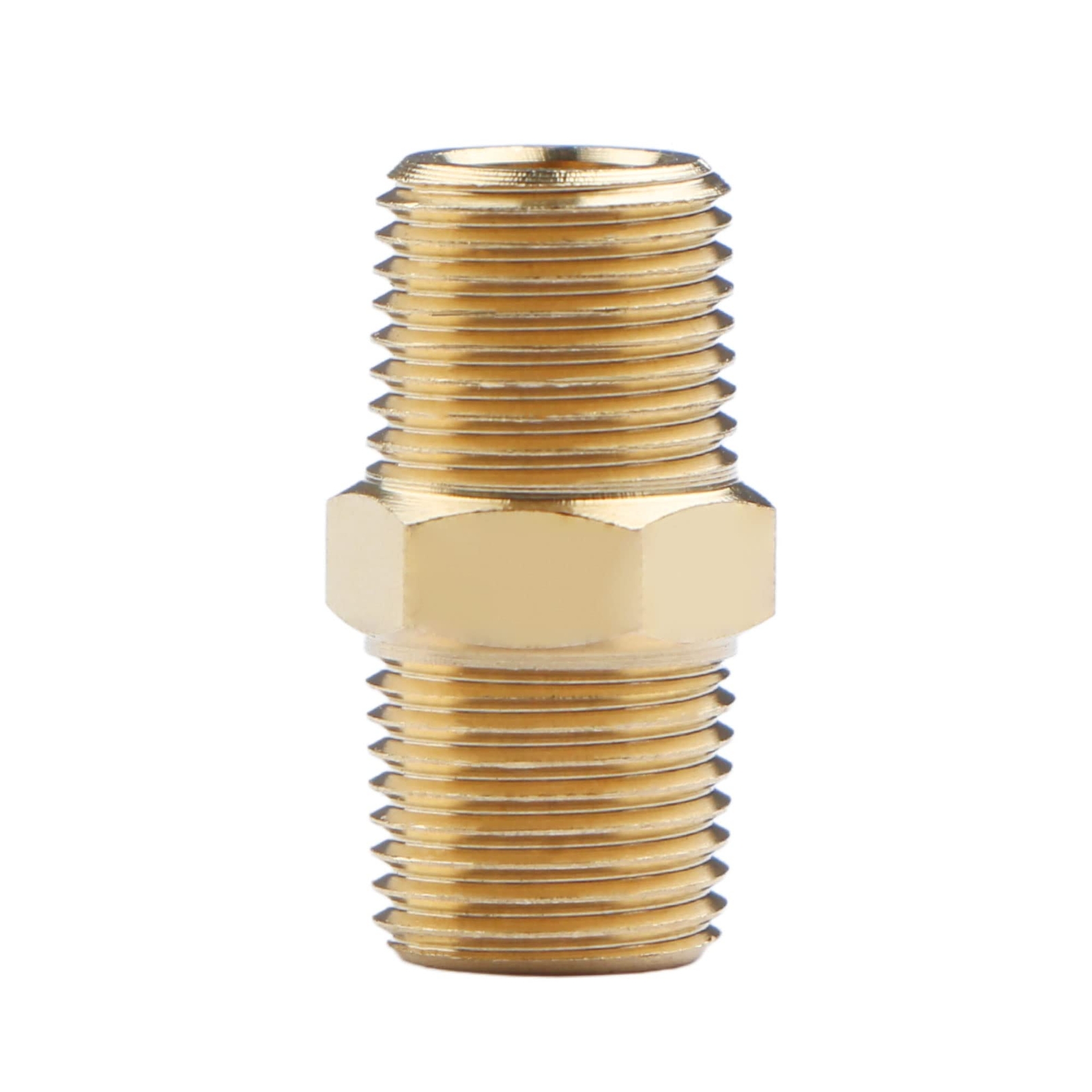 U.S. Solid Brass Fitting Hex Nipple NPT 1/8" Male x 1/8" Male, 1pc