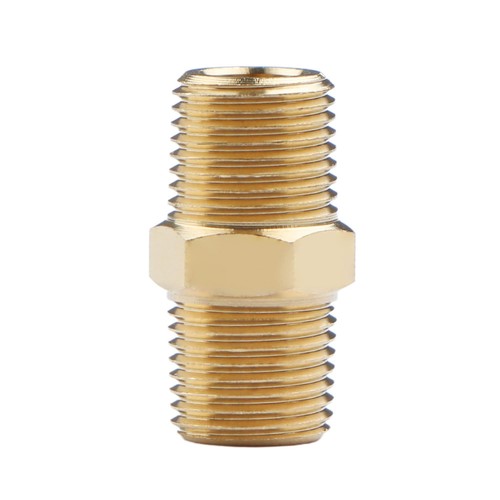 U.S. Solid Brass Fitting Hex Nipple NPT 1/8" Male x 1/8" Male, 1pc