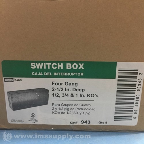Hubbell 943 Box of 5 4-Gang Box, Welded, 2-1/2 in. Deep 0162 - 第 2/4 張圖片