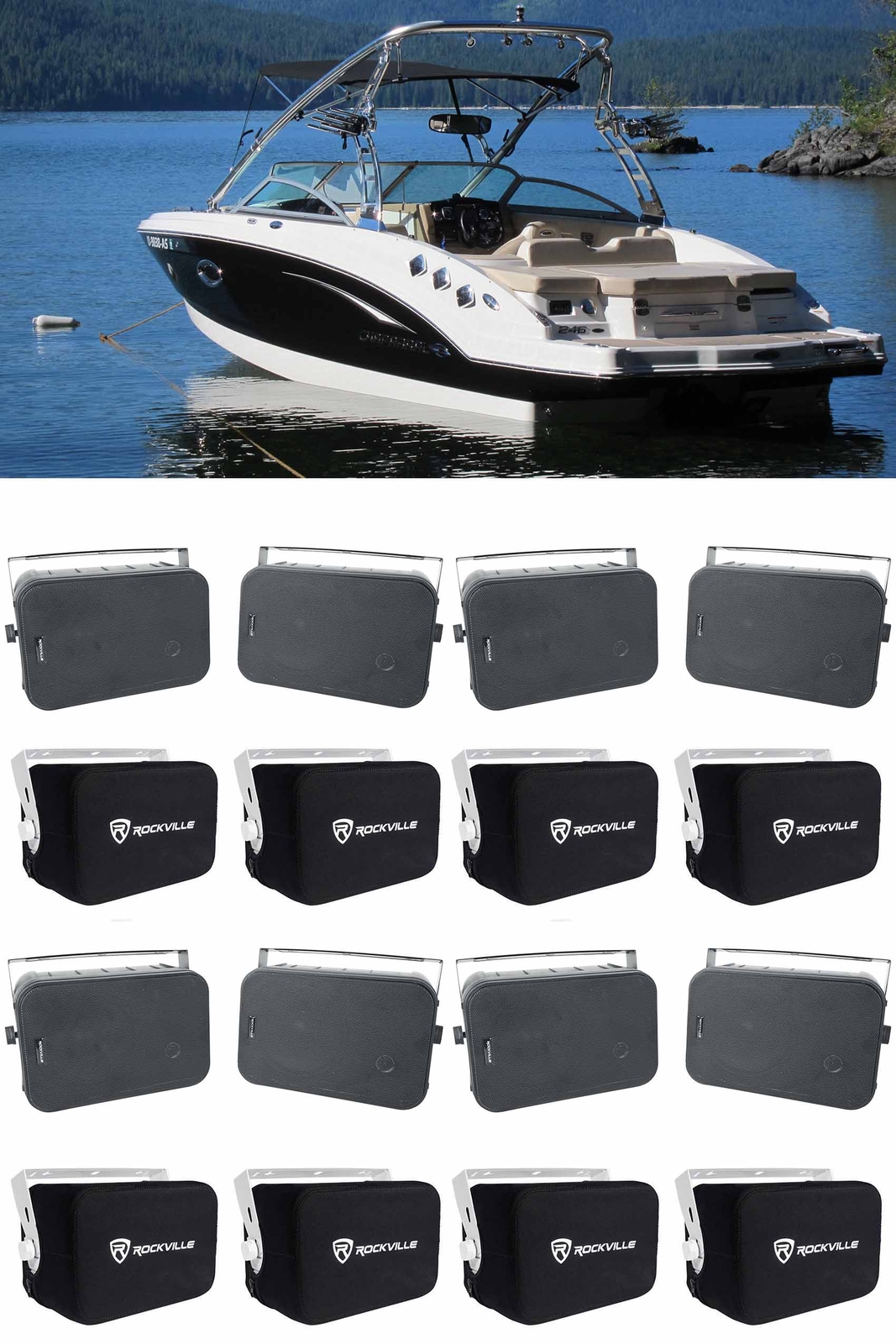 8 Морские поворотные колонки Rockville HP65S 65 Black чехлы для лодок