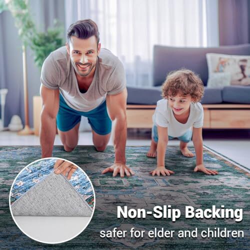 Area Rugs 9x12,Area Rug for Living Room,Machine 9'x12' Green/Turquoise ...