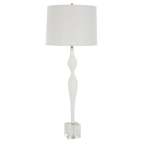 Curvy Textured Chalk White Slim Table Lamp 36 in Buffet Plaster Texture Crystal - Picture 4 of 7