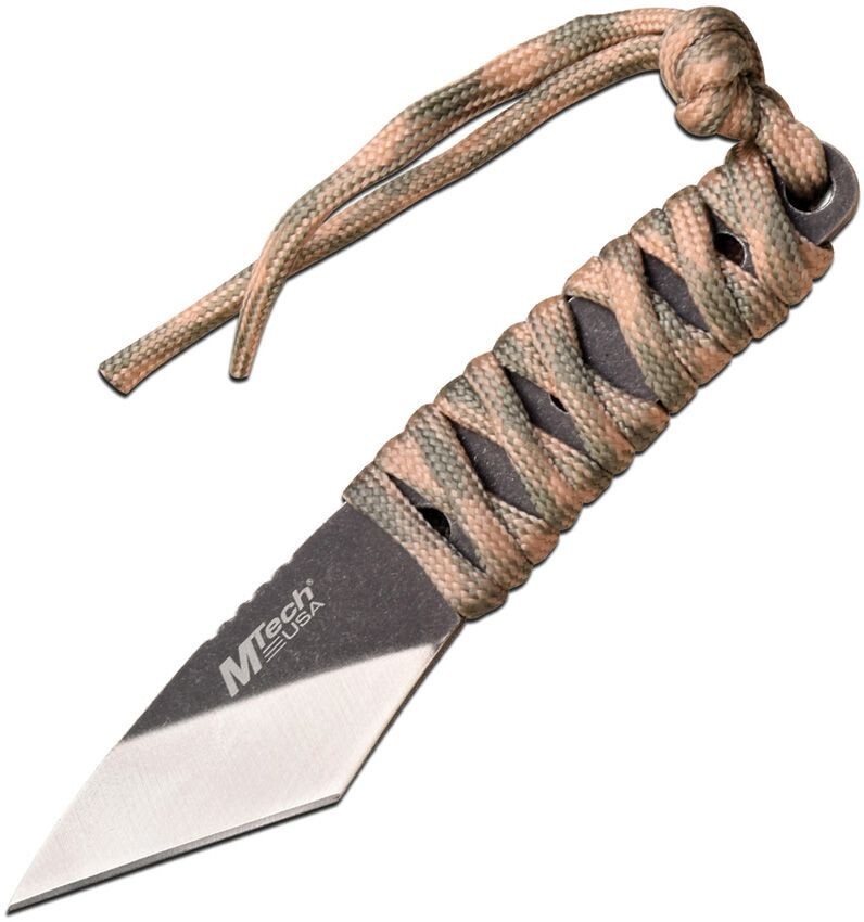 MTech Fixed Knife 2" Two-Tone Finish Stainless Blade Paracord Wrapped Handle