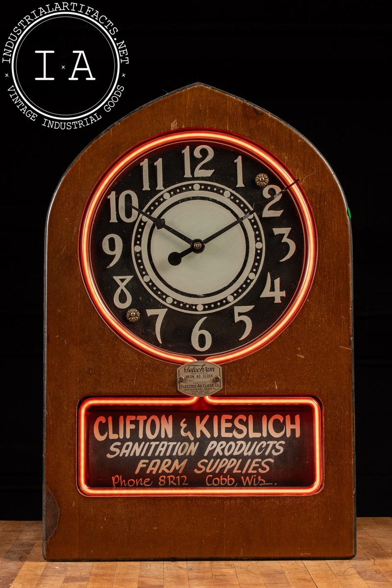 掛け時計アンティーク USA Telechron Vintage Telechron Neon Advertising Clock | eBay