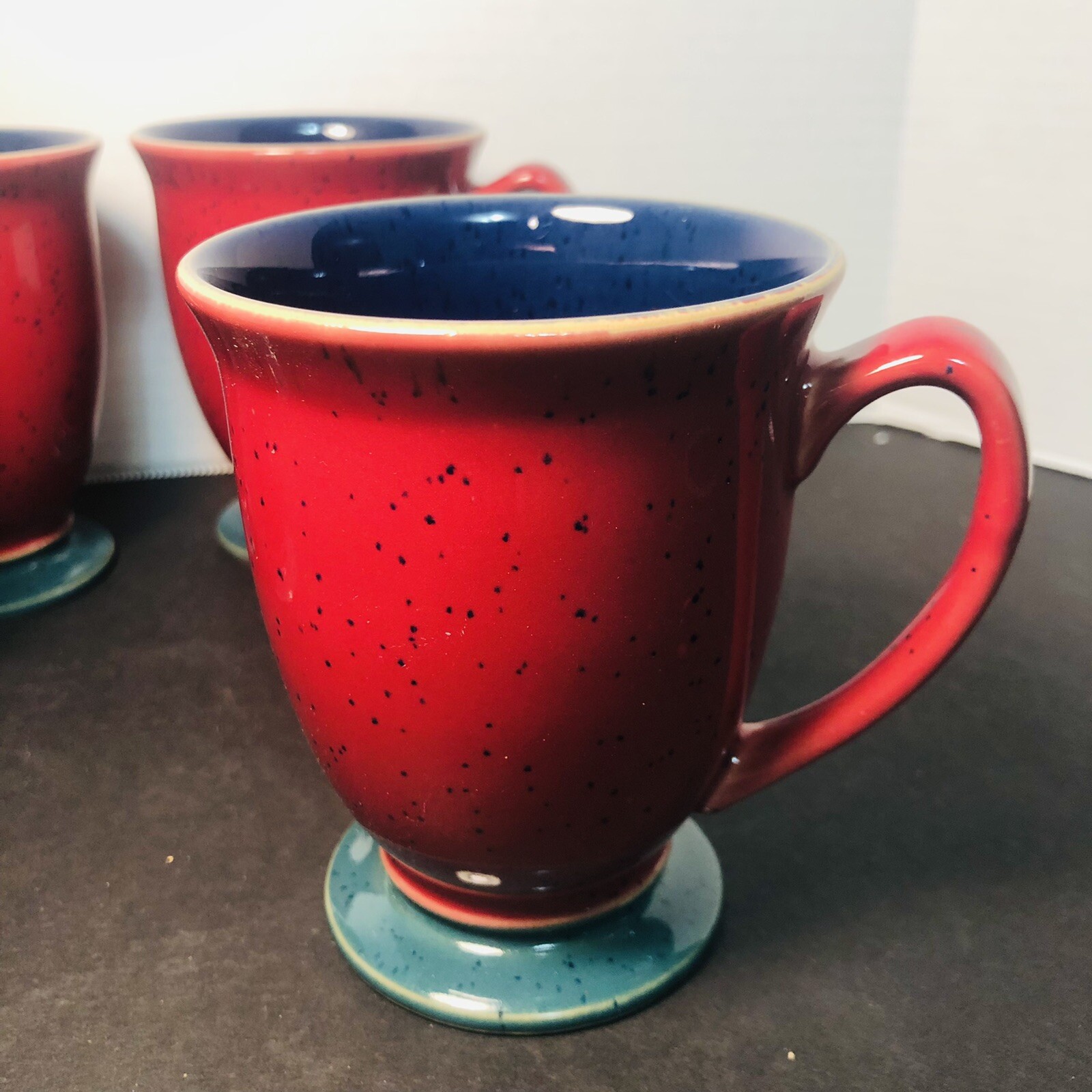 Set of 4 Denby Harlequin Footed Mugs England eBay