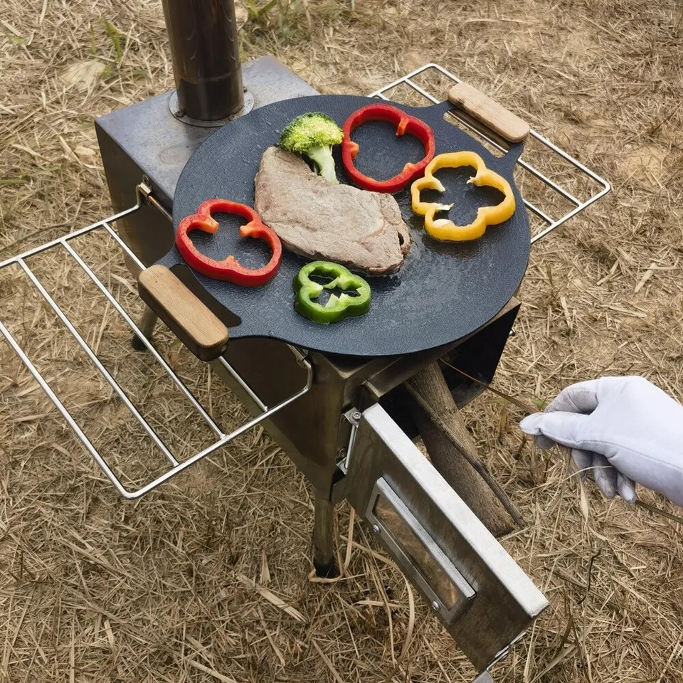 Large Portable Fire Wood Stove, 304 Stainless Steel, Window Pipe for