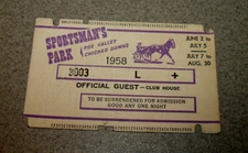 Sportsman's Park Fox Valley Chicago Downs 1958 Horse Racing Ticket Stub