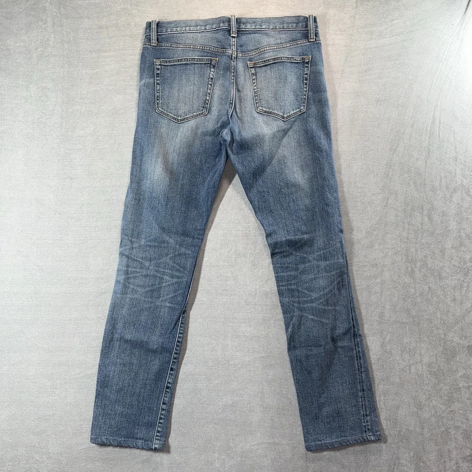 Pantalones de mezclilla con ribete Uniqlo para hombre 32x31 lavado claro recto elástico parcheado Kurt Cobain Foto 4 de 4
