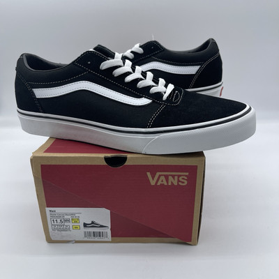Vans Ward Men's Size 11.5 Suede Canvas Shoes VN0A36EMC4R Black White Sneakers