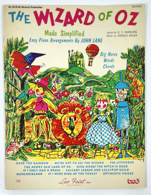 VTG The Wizard of Oz Made Simplified-Easy Piano-Big Notes Words Chords 1969 Big3
