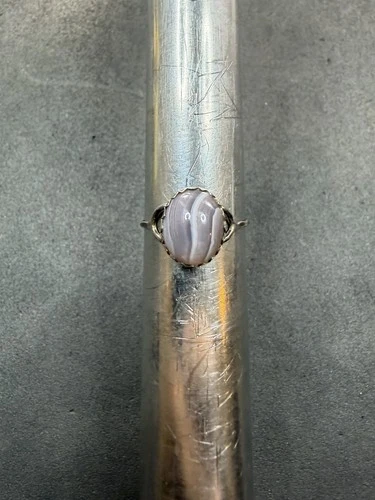 1.2g VTG Sterling Silver 925 Lace Agate Ring Size 6 Jewelry Lot O