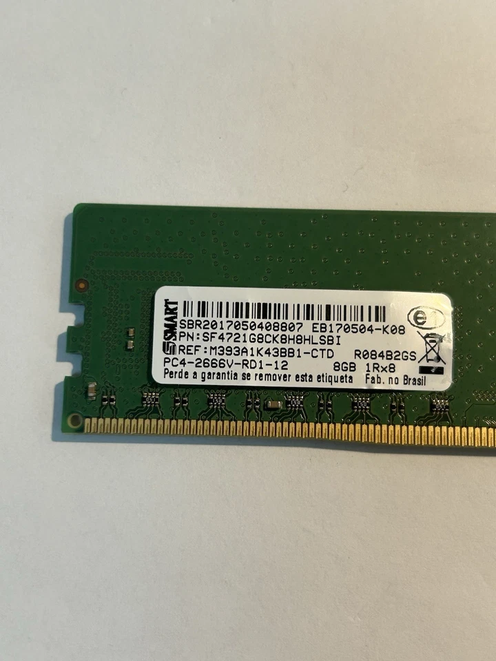 SMART SF4721G8CK8H8HLSBI 8GB 1Rx8 PC4-2666V DDR4 RAM Sub For M393A1K43BB1-CTD - Image 2 of 4
