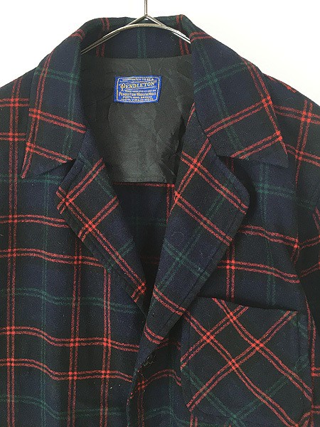 Pendleton 60s Wool Tailored Jacket Black Tartan C… - image 2