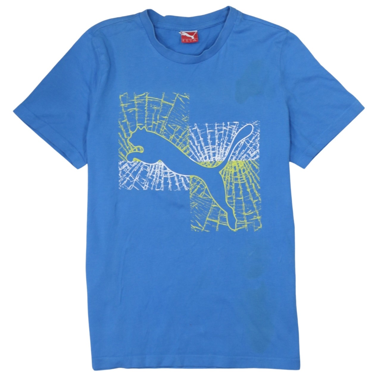 Puma Womens T Shirt Blue Cotton Graphic Print Logo Short Sleeve Sport Tee XL