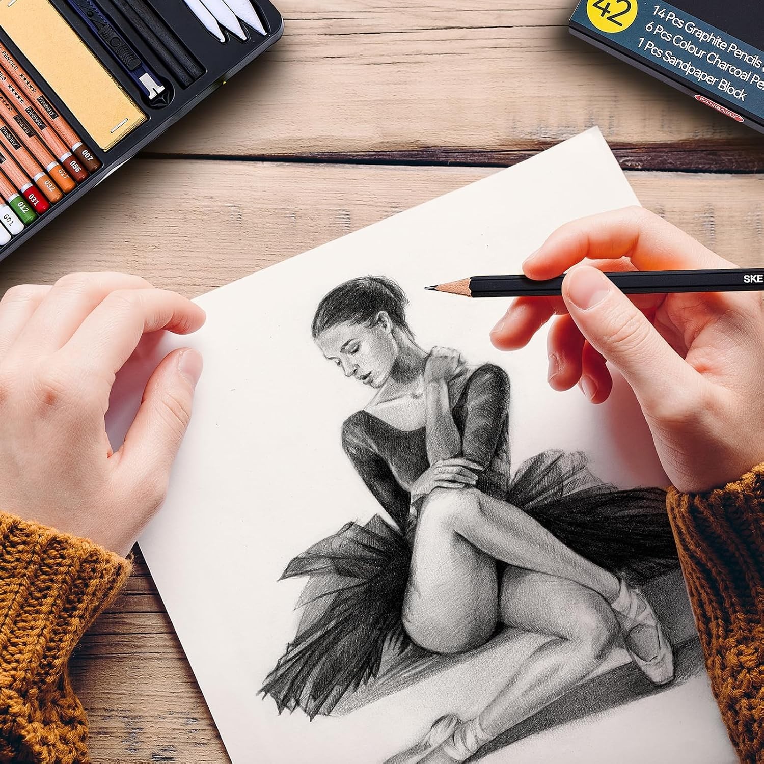 Drawing Sketching Pencil Set, 42 Pack Pro Art Pencil Kit with Graphite Pencil